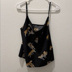 Black Tiger Print Women's Top